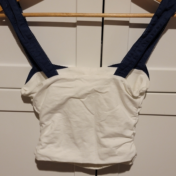 Free People 2 Tone Tank Top White Navy XS - Picture 4 of 5